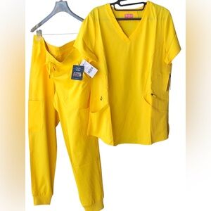 AVA Therese N.W.T. Medium Size Vibrant Yellow Women's Track Pants & Top Set.